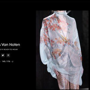 Dries Van Noten 2019 Sheer Silk Chiffon Oversized Shirt Dress xs